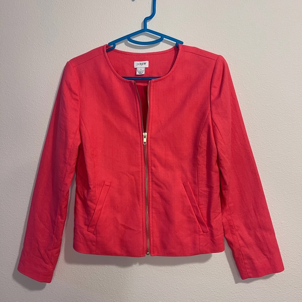 J. Crew Women's Coral-Red Zip Front Blazer